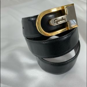 GIVENCHY Paris black brown reversible leather belt with logo medium 32